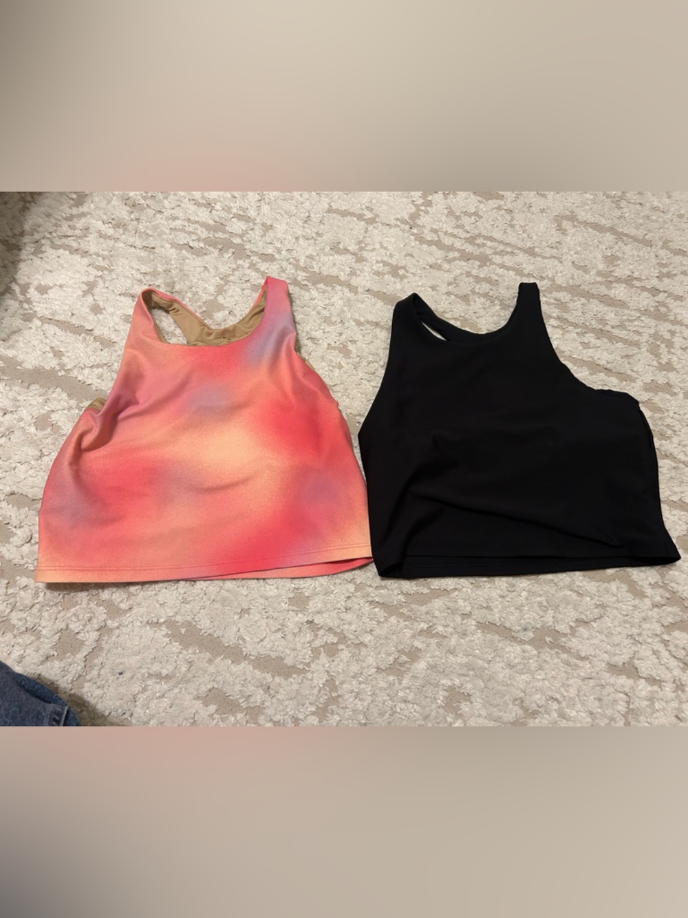 Old Navy girls Tank Crop Tops - Coral Gradient and Black